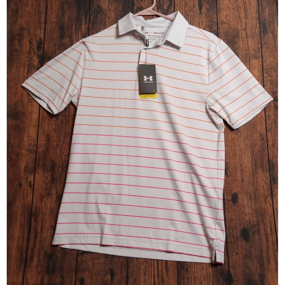 Under Armour NWT The Playoff Polo Golf Shirt Stretch Men's Small Light Gray